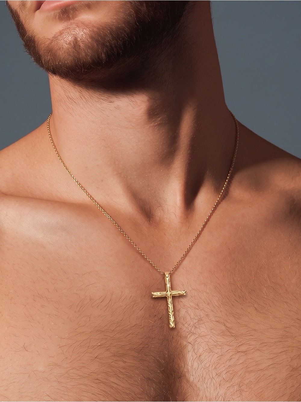 Large 14K Plated yellow gold over 925 Sterling Silver Cross with 18” chain